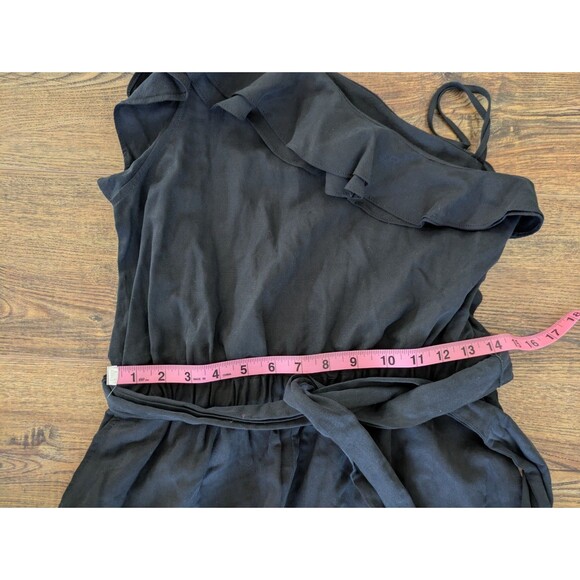 Ulla Johnson Demi Black Ruffle Twill One Shoulder Jumpsuit Size 8 - Picture 10 of 11